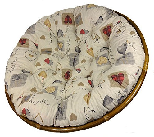 Rattani - Polster, Kissen für Papasansessel, Ersatzpolster Papasan D 120 cm, Stoff Mirha Leinen Love, Made in EU.