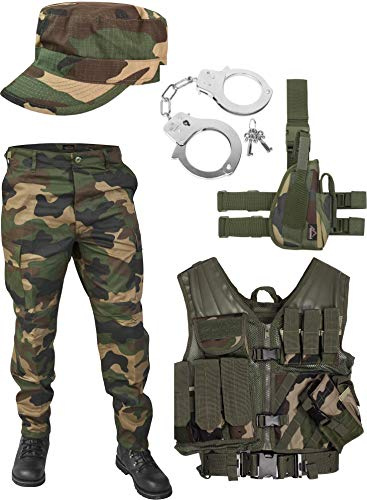 normani United States Marine Corps Kostüm Set bestehend aus Weste, Hose, Holster, Handschellen und Feldmütze Woodland XXL