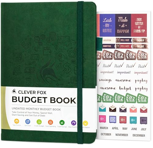 Clever Fox Livre de Budget – Planificateur Financier, Organiseur et Carnet de Suivi des Dépenses. Livre de Comptes Budget Mensuel Ménage et Finances Personnelles. Format Compact – Forêt Verte