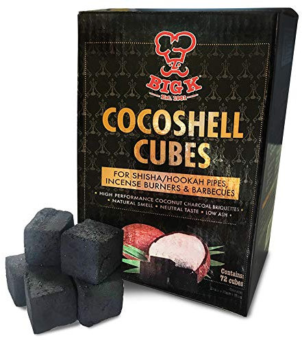 1kg Box of Cocoshell Charcoal Cubes Briquettes For Shisha/Hookah Pipes, Incense Burners & BBQs (1)