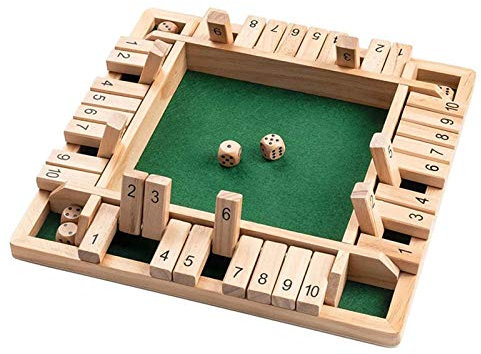 Scucs Jeu de plateau en bois, 4 joueurs Shut The Box - Jeu de dés mathématiques traditionnels - Pub Board - Voyage - 4 joueurs - Great Family - Jeu de plateau - Vacances - Jeu divertissant