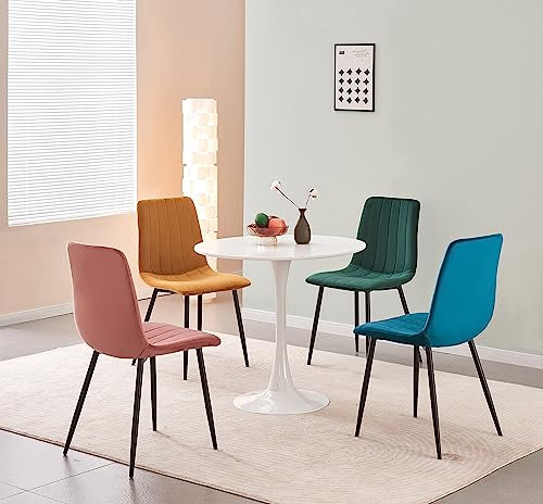 MOF Dining Chair, Velvet Dining Chairs with Padded Seat and Backrest, Sturdy Metal Legs - Accent Chair for Kitchen, dining room, living room or home office (PINK STRIPE)