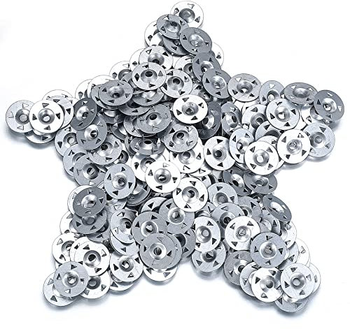 220 Pcs galvanised steel Easy Fix Washers，28mm Insulation Thermoboard Fixed Backer Nail Gaskets Gypsum Boards Claw Washers (220) (220)