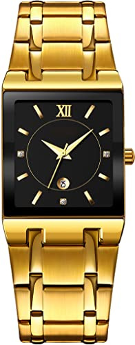 findtime Armbanduhr Herren Edelstahl Analog Quarzuhr Männer Uhren mit Datum Luxus Business Gold Schwarz Rosegold Blau