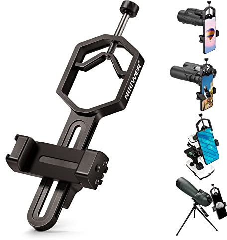 NEEWER Metal Telescope Phone Mount, 2.09-3.54 Universal Cell Phone Mount for Spotting Scope Telescope Microscope Binocular Monocular, Fits Eyepiece with Diameter 1.02-2.05