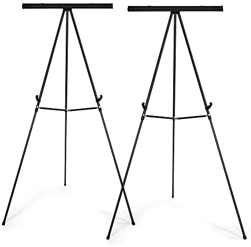 Falling in Art Aluminium-Flipchart-Display-Staffelei-Ständer mit verstellbarem Boden für Sitzungssaal, Whiteboard, Papierblöcke, Beschilderung, 160 cm hoch, schwarz, 2 Stück
