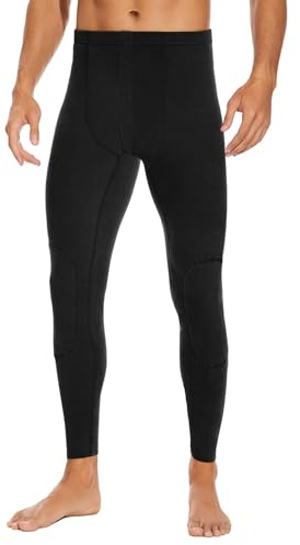 SIMIYA Thermal Underwear Mens Long Johns Bottoms Fleece Lined Base Layer Stretch Thermals Leggings-1pc Black-L