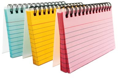 Flash Cards 150 Sheets Revision Cards 3Pcs Index Cards Multicolor Revision Flashcards Spiral Note Taking Paper for Office School Work Note List 5 * 3 Inches