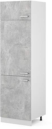 Vicco Hochschrank R-Line, Beton, 60 cm mit Türen, zur Aufbewahrung von Haushaltsutensilien und Vorräten