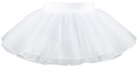 White Ballet Tutu Dress for Girls - Dance Costume Elastic Style Tulle Skirt for Stage Performance