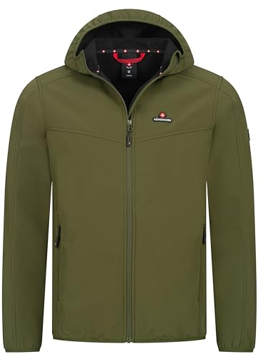 Höhenhorn Alpberg Chaqueta ligera de softshell para hombre al aire libre, chaqueta de ocio, chaqueta de entretiempo, verde, L