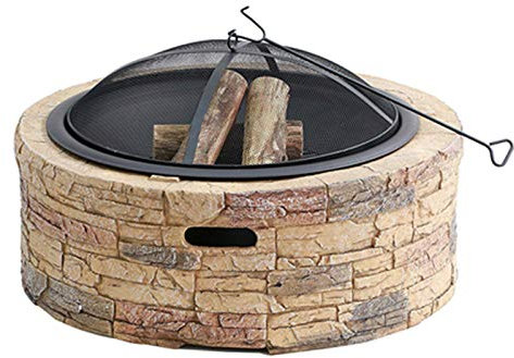 NOALED Griglia per Barbecue a Legna da Giardino con braciere da Giardino, caminetto in Pietra Imitazione Esterna nel Patio del Cortile