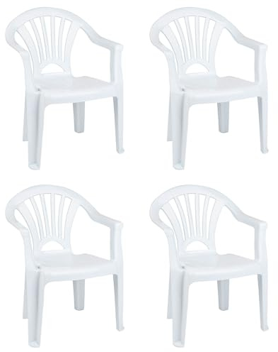 Acan Tradineur - Pack de 4 Sillas Mini Infantiles Modelo Tipi - Fabricado en España - Ideal para Jugar, Leer y Dibujar - 50 x 35 x 28 cm - Color Blanco - NO APTAS para Adultos