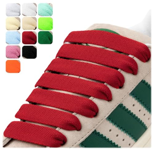 Puzeam 2 Paia di Lacci Piatti, Larghezza 15 mm, Stringhe Scarpe Ricambio per Scarpe da Ginnastica e Sneaker, Scarpe Sportive Rosso 140