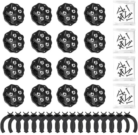 16Pcs Castor Wheels, Mini Caster Wheels, 360 Degree Rotation Sticky Pulley with Brake pads, screws, film for Storage Box, Small Furniture and Kitchen Appliances (5 rollable beads)