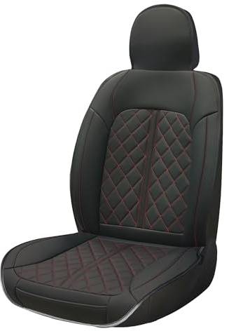 SUMEX - Seggiolino auto modello Vittoria, colore nero e rosso, in pelle sintetica, protezione per sedile universale