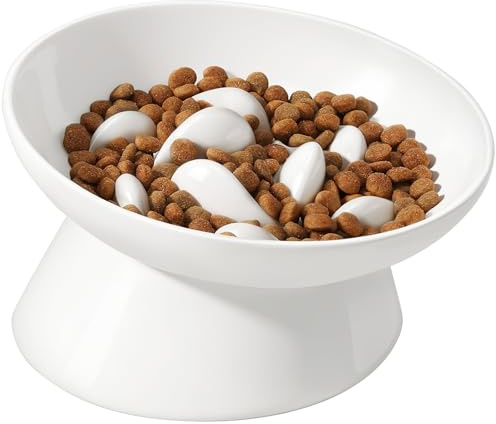 IDOGCHEW Ciotola per gatti in ceramica inclinata rialzata per cibo umido anti ingorgo anti vomito cibo umido cibo secco mangiare lento alimentazione sana alimentazione per animali domestici rialzati