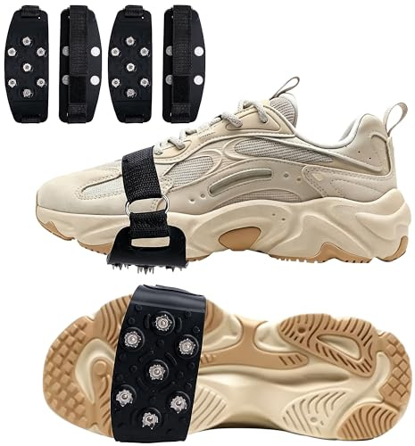 Lot de 4 crampons antidérapants universels pour chaussures avec fermetures - Semelle antidérapante pour la randonnée, la marche, la randonnée, la marche et l'hiver