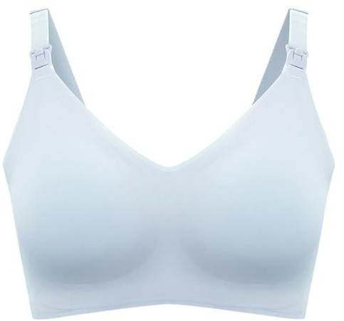 Hangsu Elegante brasier de lactancia sin varillas con tela transpirable cómoda para maternidad, moda y necesidades de lactancia, brasier transpirable, Gris y azul., XXL