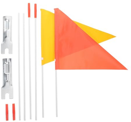 TOYANDONA Bandiere per Biciclette con Asta in Fibra di Vetro 38 Cm, Set 2 Pezzi Rosso e Giallo, Bandierine Sicurezza Visibili per Bici, Tricicli e Rimorchi, Accessori Ciclismo Outdoor