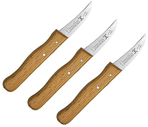May Set 3 x fruktkniv – Tournierkniv – grönsaksätare av solingen – böjd skärning – handslipad rostfritt stål – rostfri – med handtag i äkta träträ