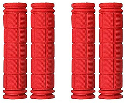 PLATT Bicycle Handle Bar Grips Colorful Rubber Mushroom Grips for BMX/MTB/Bikes (Red,2 Pairs)