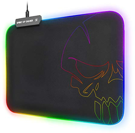 SPIRIT OF GAMER – Gaming MOUSE PADS RGB MEDIUM - LED Backlight Illuminated 10 Modes + RGB Colors - Non Slip Base - Optical Mouse/Laser Compatibility - Dim: 35 x 25.5 x 0.3 cm - PS4 / XBOX ONE/PC