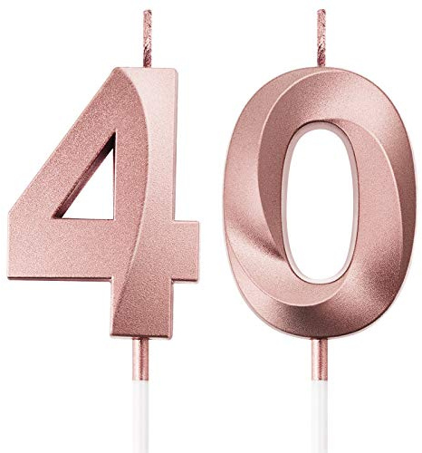 BBTO Birthday Candles Number Candles Cake Topper Decoration for Birthday Wedding Anniversary Celebration Supplies(Rose Gold,40th)