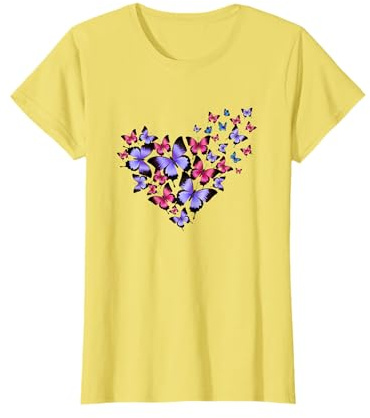 Cœur Papillon Printemps et été Femme T-Shirt