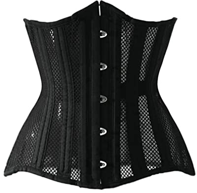 LARTIGUE Women 26 Steel Boned Waist Training Corset Heavy Duty Mesh Underbust Bustier Cincher,12.4 Inch Black M