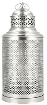 Orientalische Metall Laterne Muster -1- Silber 51cm | Marokkanisches Windlicht Gartenwindlicht | Marokkanische Metalllaterne für draußen als Gartenlaterne, oder Innen als Tischlaterne