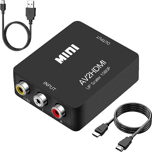 Amtake RCA auf HDMI Konverter, 1080P RCA Composite CVBS AV auf HDMI Adapter Konverter Kompatibel mit PS2 Xbox N64 Wii VHS VCR Kamera DVD, unterstützt PAL/NTSC mit USB-Stromkabel