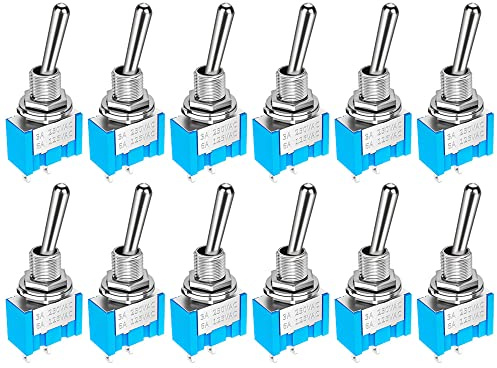 Gebildet 12st SPST Mini Vippströmbrytare, 2-terminal 2-läges, Miniatyr ON/Off-brytare, 6A/125VAC, 3A/250VAC, för DIY Bilinstrumentpanel Elektronisk Utrustning