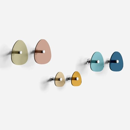 Giallobus - Appendiabiti da Parete - Harmony Color 02 - Kit 6 pz - Vetro Acrilico - Kit 6 PCS. - Palette Colours 02 - Ganci attaccapanni e Accessori da Muro Decorativi