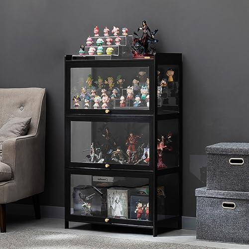 NOBBAT Glasvitrine Acrylvitrine Lagerschrank mit Türen Flip-Top-Doppeltür-Design für praktische Lagerschränke Vitrinen für Sammlerstücke(70x33x111CM)
