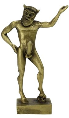 Statue de Faune Satyre, sculpture mythologie grecque, 14 cm, finition bronze
