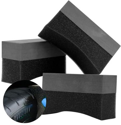 Tek Automotive Crescent Shaped Tyre Applicator With Foam Grip for Even Gel Application - 3 Pack Pad for Rubber & Plastic Trims