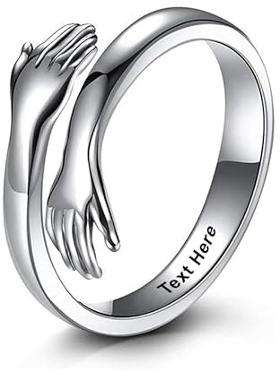 Personalised Hug Ring, Adjustable Open Finger Ring, Women's Stainless Steel Jewellery