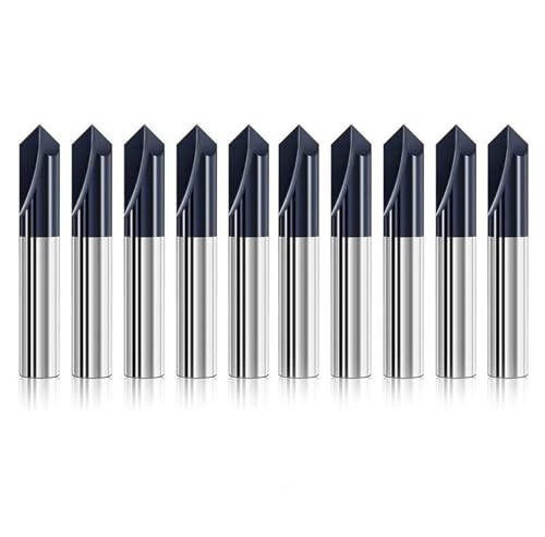 PRXFRWOW 10pcs Chamfer End Mill 90 Degrees 6mm Shank V Groove Router Bit 2 Flute Chamfer Cutter Chamfer Router Bit Carbide End Mill CNC Milling Cutter