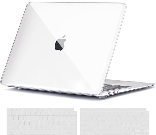 TECOOL Hülle Kompatibel mit MacBook Air M1 (A2337) / MacBook Air 13 Zoll Retina 2020 2019 2018 (A2179 A1932), Ultradünne Schutzhülle Hartschale Case mit Tastaturschutz (EU Layout), Kristallklar