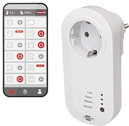Brennenstuhl Connect Enchufe Inteligente WiFi con emisor de 433 MHz WA 3600 LRF01 433 (Toma de Corriente WiFi 2,4 GHz Compatible con Alexa, Google Assistant)