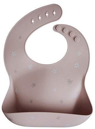 mushie Babero de Silicona para Bebés | Baberos de Alimentación con Bolsillo | Fáciles de Lavar | 4 Tamaños Ajustables | Sin BPA | Accesorio Durable para Niños Pequeños y Niñas | Daisy