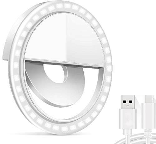 Anillo de luz Selfie, Selfie Light 36 LED Aro de Luz para Móvil, Flash Anillo Selfie Clip por Modelos Samsung iPhone, aro de luz para Selfie, Maquillaje, Youtube, TiKTok(USB Recargable)