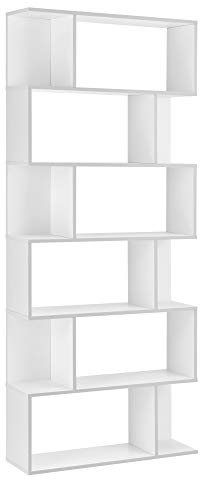 [en.casa] Bücherregal 'Borrby' Regal mit 6 Ebenen 192 x 80 x 24 cm Raumteiler Standregal 8kg pro Ablage Hochregal Aktenregal Aufbewahrung Büro Weiß