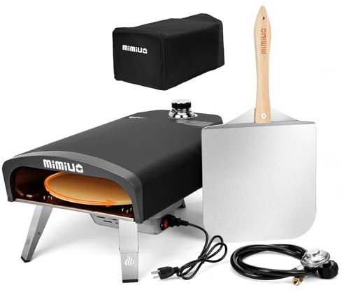 Mimiuo Auto-Rotating Gas Pizza Oven Outdoor 39Lbs, 60S Bake, w/Stone