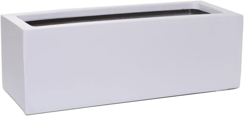 VIVANNO Blumenkasten Balkonkasten Pflanzkasten Fiberglas FLOBO weiß - 15x45x17 cm
