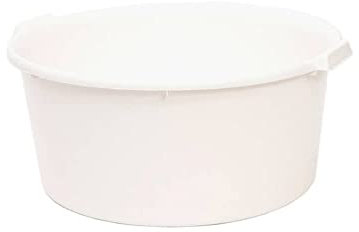 CABLEPELADO Barreño de plastico Redondo con Asas, Balde de plástico, Cubo de Agua, Cubeta de plástico, Tina Multiusos, Cubo Limpieza, Capacidad 40 litros, Diámetro 50 cm, Altura 22.5 cm, Blanco