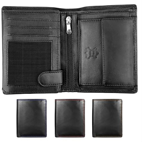 FLEXIBILITE® Herren Geldbörse Nappa Leder schwarz RFID Schutz [2025] – Portemonnaie – Geldbeutel – 12 Monate GARANTIE – 8 Kartenfächer – Kartenetui Doppelnaht – Geschenkbox