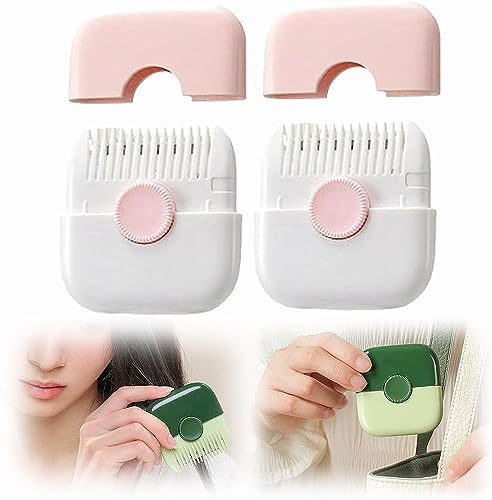 Recortadora de pelo 2 en 1, recortadora de pelo y arreglo de flequillo, peine de corte de pelo multifuncional para el hogar con puntas abiertas (2 unidades, rosa)