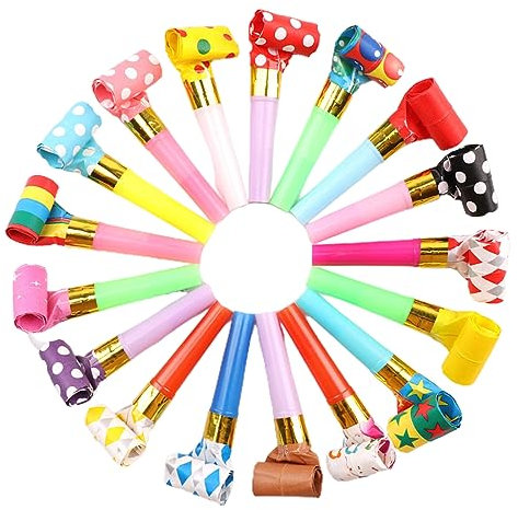 DDKY Confezione da 40 Corna di Compleanno per Bambini, Corno colorato per Feste, fischio, generatore di Rumore per Matrimoni, Compleanni, Baby Shower, Feste per Bambini, Occasioni di Vacanza